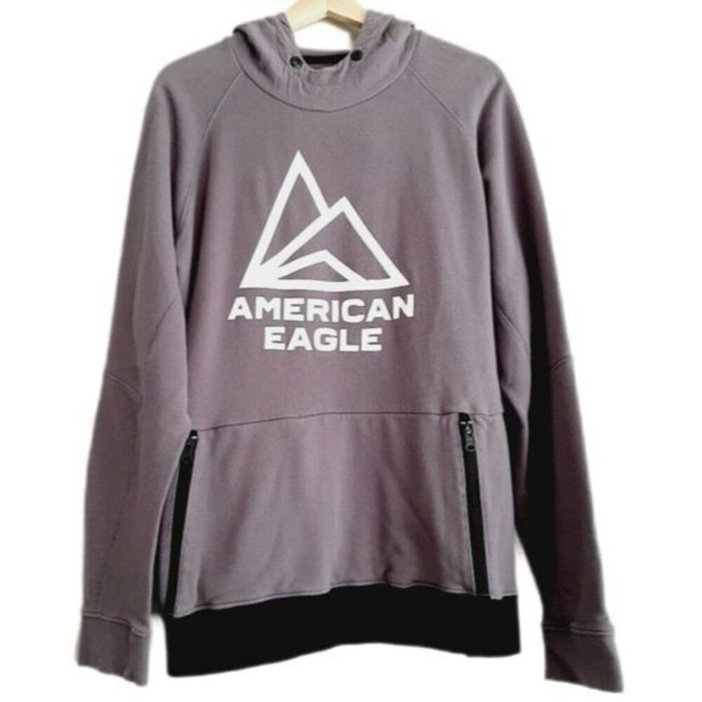 AEO Sweatshirt Hoodie Purple Pullover Top Men's  Sz L Flawed
